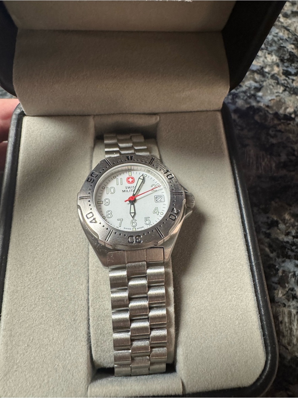 Swiss Military Stainless Steel Watch with White Dial